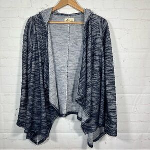 Hollister Hooded OpenCardigan Sweater Womens Size XS Blue Heathered Long Sleeve